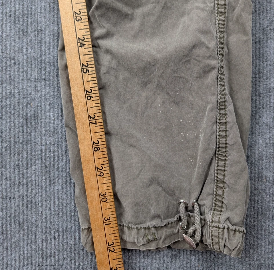 Calça cargo vintage Y2K True Religion feminina 25 verde paraquedista rolo jogger - Imagem 2 de 4
