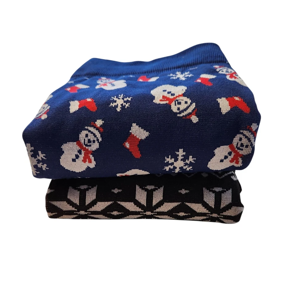 Lot of 2 No Boundaries Christmas Snowman Snowflake Leggings Juniors XL (15-17) - Image 2 of 4