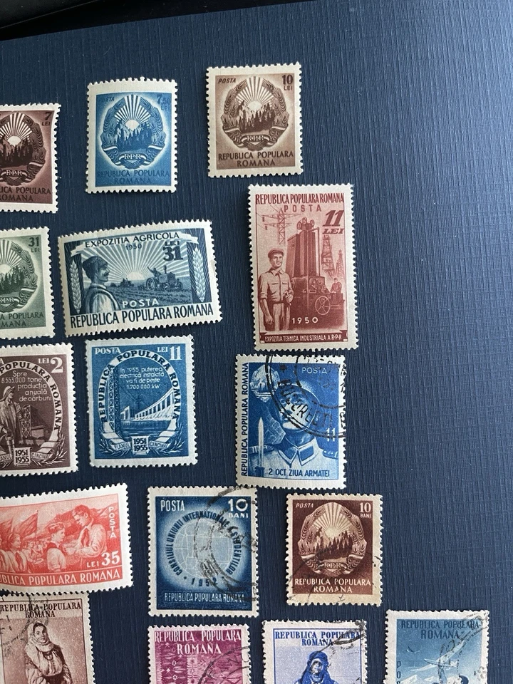 Romania 1950-1955 Mix 35 Stamps (15 Used,8 CTO,12 Mints) VF/XF Condition - Image 3 of 4