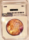 1890-P Rare Date Superb Gem BU Rainbow Toned PQ ++ Morgan Dollar  Eye Appeal