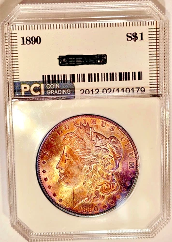 1890-P Rare Date Superb Gem BU Rainbow Toned PQ ++ Morgan Dollar  Eye Appeal