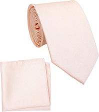 Regular Tie and Pocket Square for Men, Solid Color Necktie Set, 3.2 inch Standar