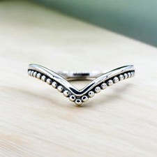 Luxurious 925 Sterling Silver Bali Bead V Ring   Multi-Layered Handcrafted Silv