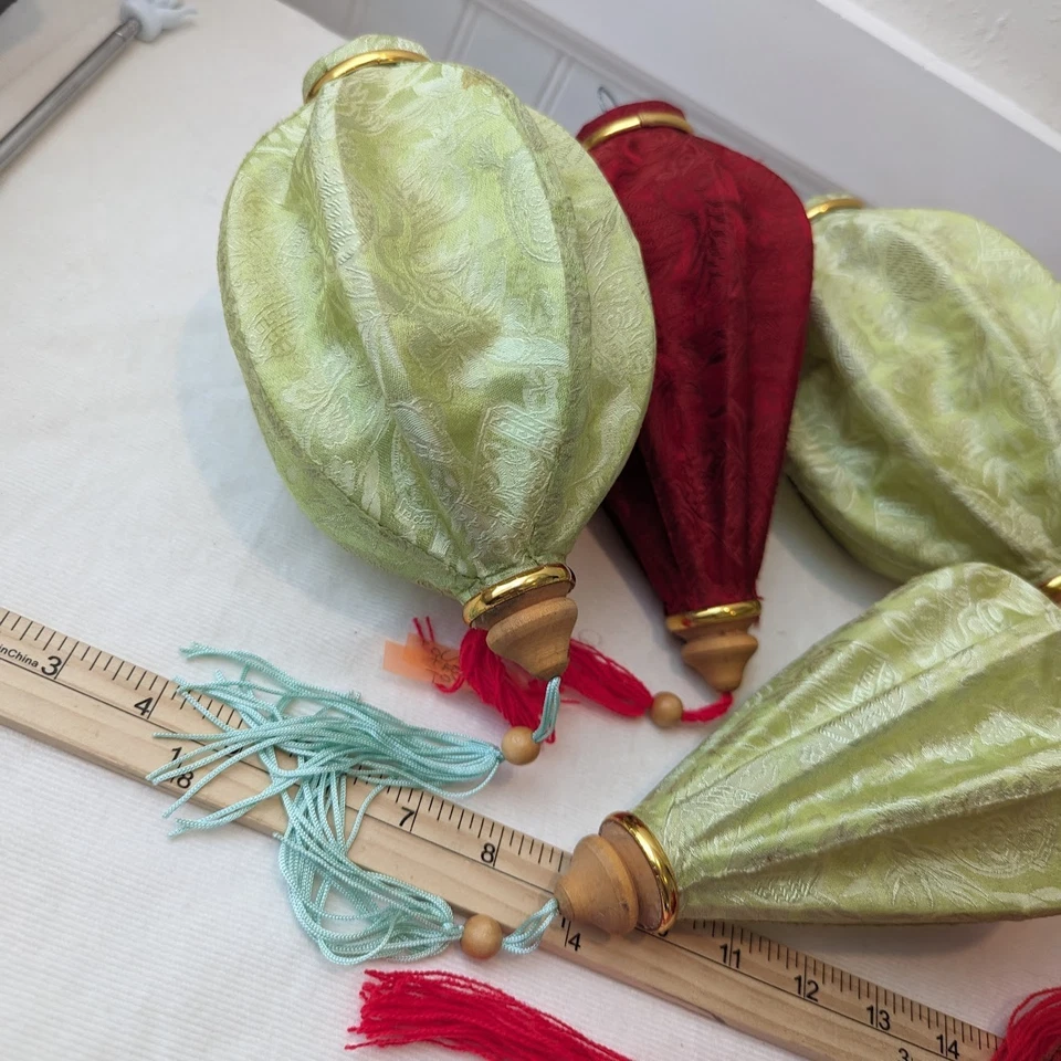 优雅越南丝绸灯笼 6 件套手工悬挂装饰流苏亚洲 — 第 3/4 张图片