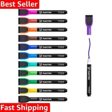 Magnetic Whiteboard Markers - 12 Count Colorful Fine Tip Dry Erase Markers wi...