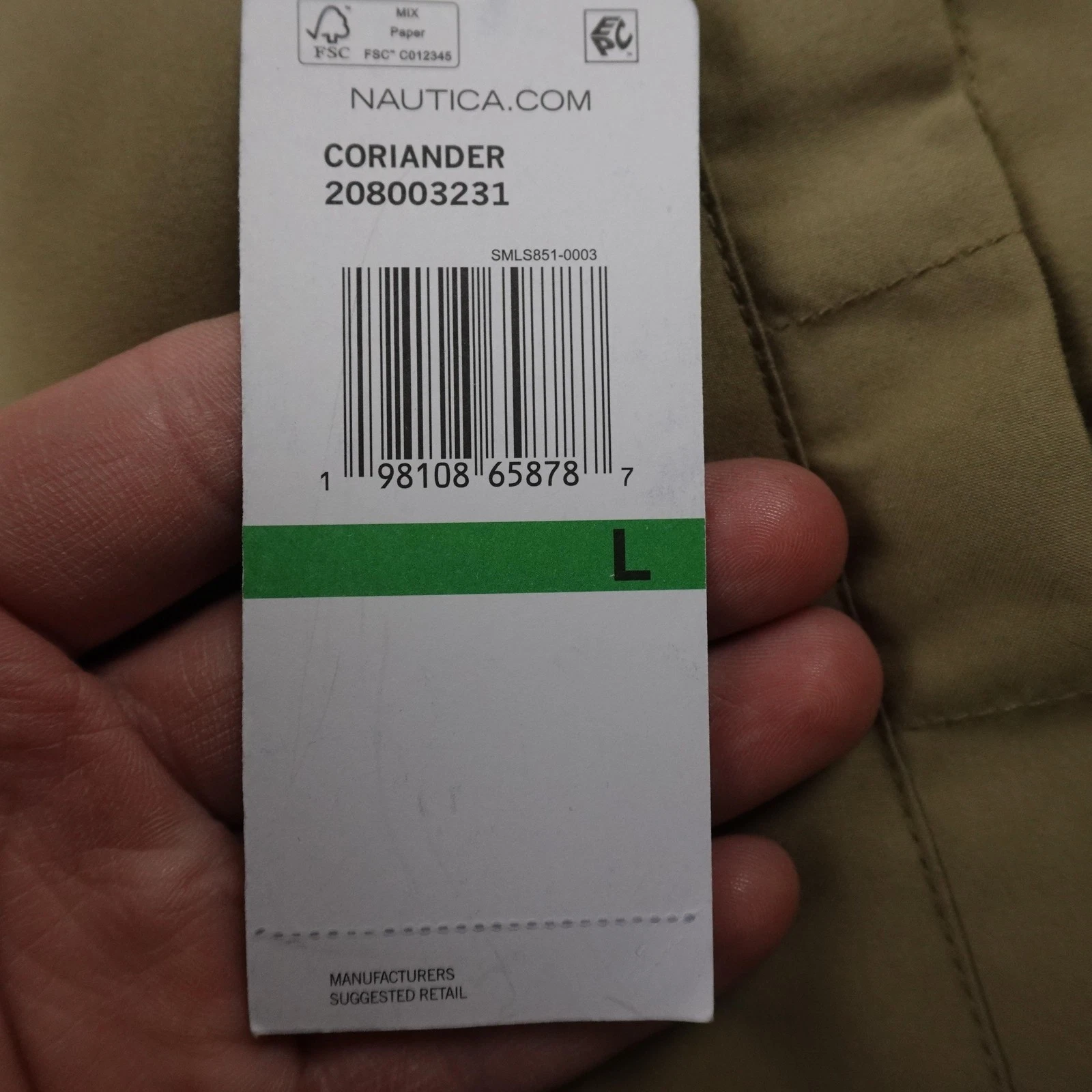 NEW Nautica Jacket Mens L Beige Performance Windbreaker Full Zip Outdoor Coat image 5