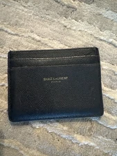 Saint Laurent Paris YSL Black Leather Card Holder 100% Authentic