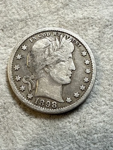 1898 O Barber Quarter New Orleans Mint Key Date VG Very Good Condition 7653