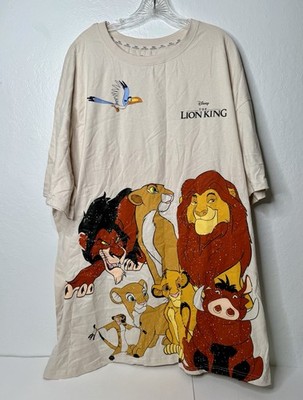 Lion King Sleepwear Pajama Shirt Women s Plus Sz 2XL Beige Simba Pumba Rare 2009