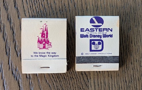 Lot of 2 Eastern Airlines Disney World Book of Matches unused NOS