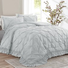 HOMBYS 128x120 Oversized King Comforter Set, 3 Piece Ultra Soft Pinch Pleat Bedd