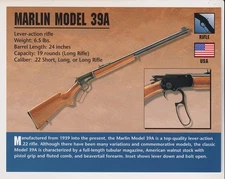 MARLIN MODEL 39A 39-A Lever-Action Rifle Atlas Gun Classic Firearms PHOTO CARD