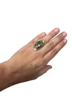 Oyster Turquoise Silver Tone Statement Ring Southwest Multi Color Adjustable