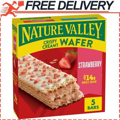 Nature Valley Crispy Creamy Wafer Bars, Strawberry, Whole Grain, 5 Bars, 6.5 oz