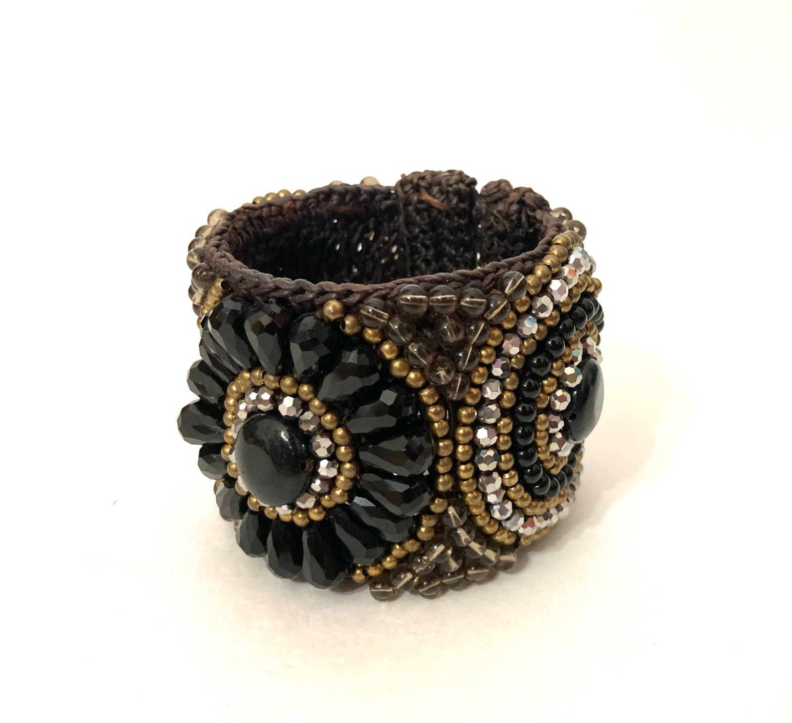 Chunky Macrame & Beaded Statement BoHo Ethnic Bro… - image 2