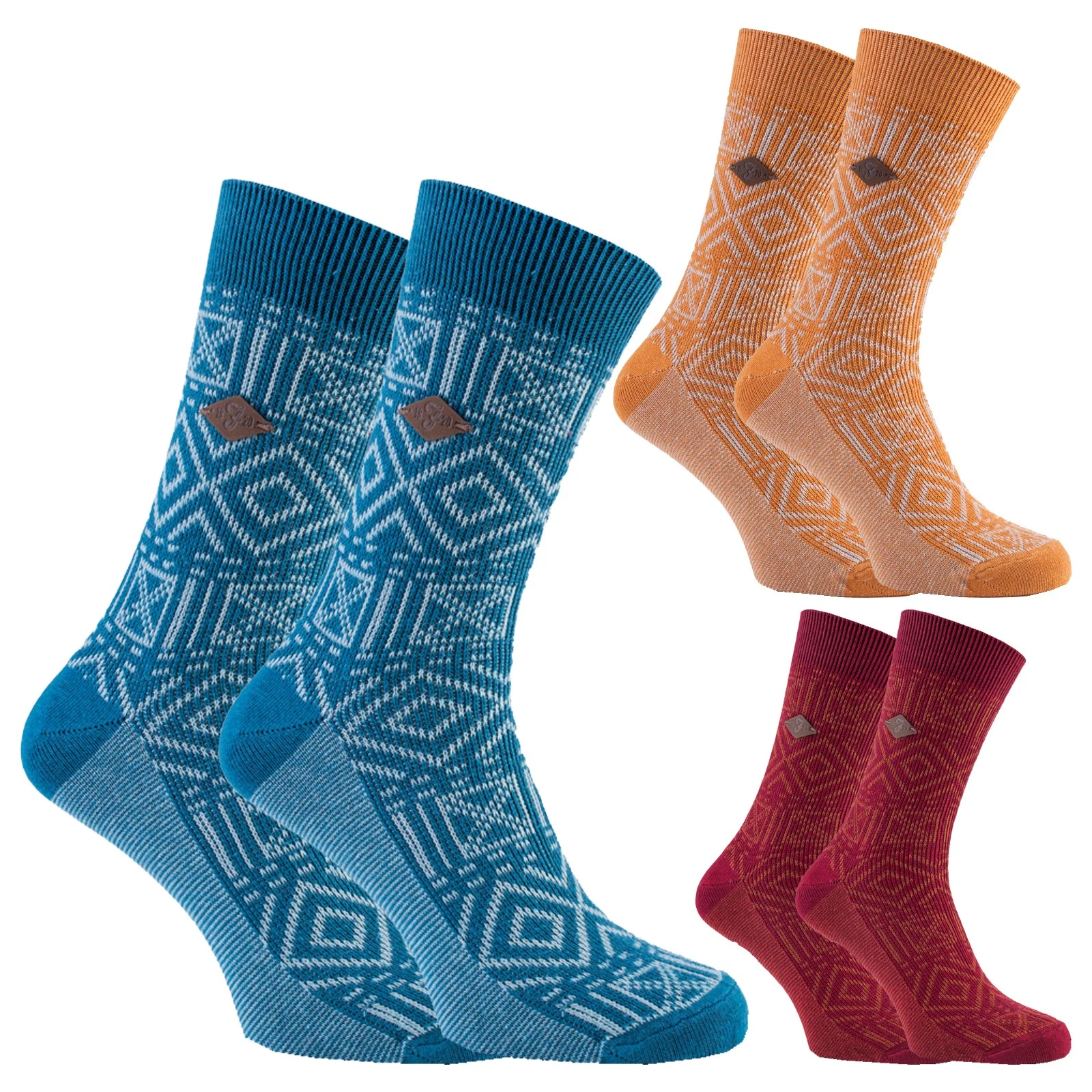 Mens Aztec Socks | Farah | 2 Pack Cotton Socks Size 6 7 8 9 10 11
