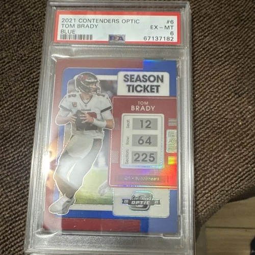 2021 Panini Contenders Optic Tom Brady #6 Blue Prizm PSA 6 Buccaneers