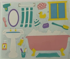 BABY GIRL BATH Stickers(17pc) Mrs.Grossman's•Children•Sink •Pink•Toothbrush•Soap