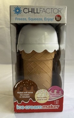 CHILLFACTOR SQUEEZY CONE ICE CREAM MAKER W REUSABLE SPOON/STRAW- Choc/Van Recipe