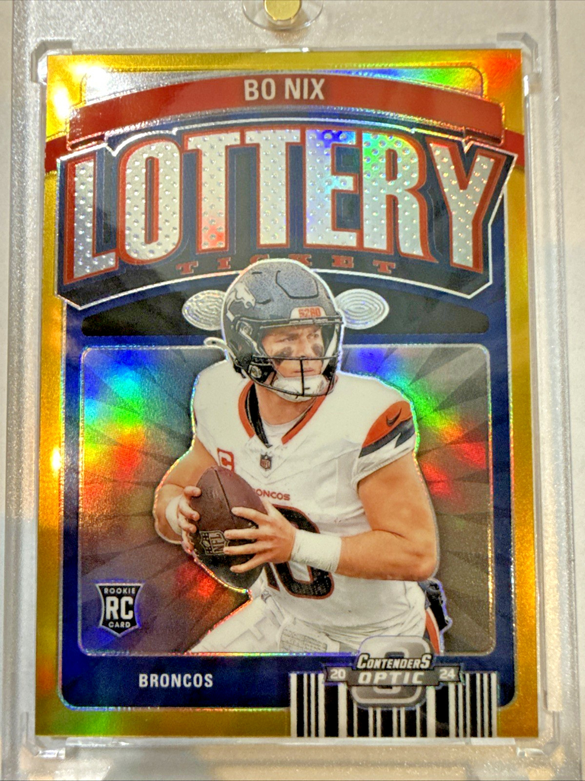 Bo Nix Panini Contenders Optic Lottery Ticket #LTBNX Gold
