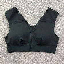 Tommie Copper Sports Bra Womens Large Black Zip Shoulder Support Copper Infused