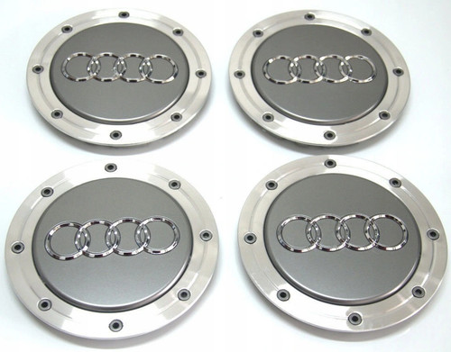 4pcs 148mm Audi Gray Wheel Center Caps Hubcaps Rim Caps Emblems Badge 4B0601165A
