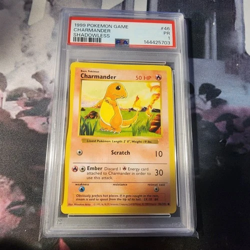 PSA 1 Poor Shadowless Charmander #46/102 Base Set Pokemon 1999 WoTC