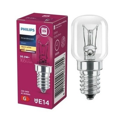 2x PHILIPS Backofenlampe bis 300°C E14 26W 165lm warmweiß 230V Herd Glühlampe