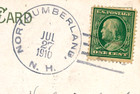 NORTHUMBERLAND, N.H. TYPE 3/2 DOANE CANCEL. DEAD POST OFFICE(DPO). 1910. — photo 1