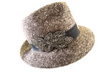 SOMETHING SPECIAL Hat Brown White Speckled Polyester Blend Fedora One Size — photo 1