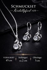 #19 Versilbert – Pferde Schmuckset – Kette & Ohrringe