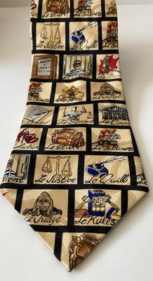 Les Montreux Paris Vintage All Silk Lawyer Legal Theme Tie   Justice, Court, Law