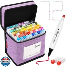 Bianyo 72 Primary Colors Alcohol Markers Set, Double Tipped Bulle