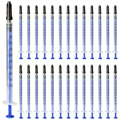 100 Pack Plastic Syringe with Cap, 1ml 1cc Syringe without Needle, Non-Steril...