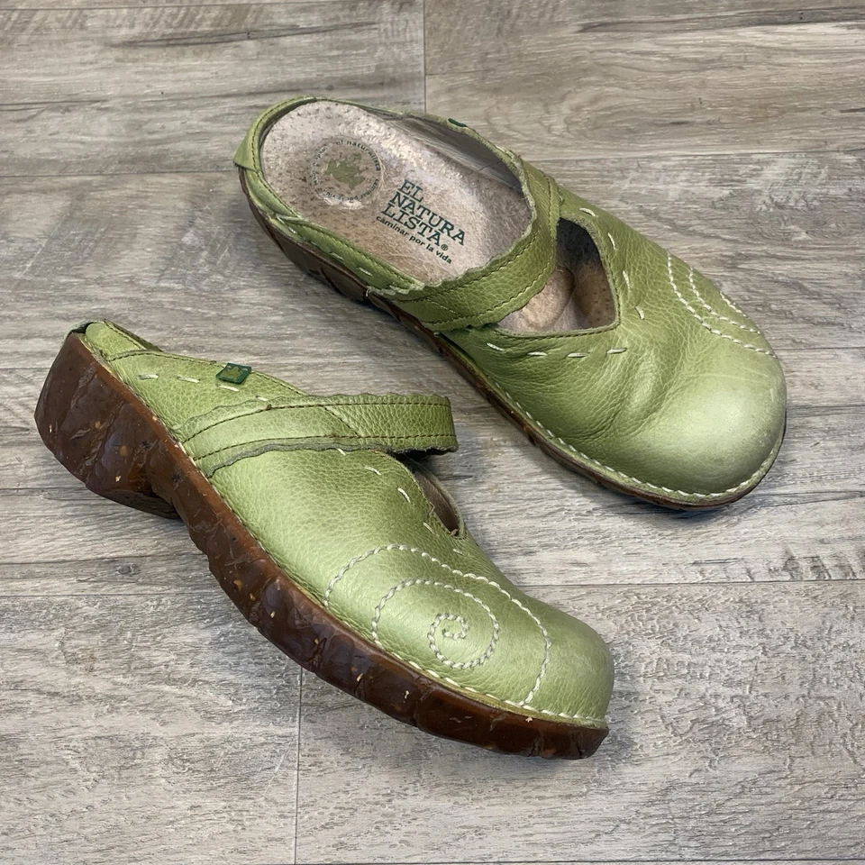 EL NATURALISTA Yggdrasil NG96 Мэри Джейн кожаные сабо мулы туфли зеленый 37 7 - Изображение 4 из 4