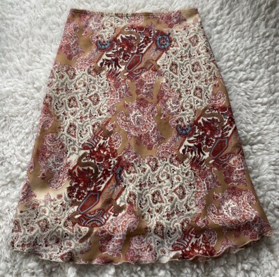 Star City Skirt Medium/Large Vintage Red Brown Boho Y2K Hippie Lined 29 Waist