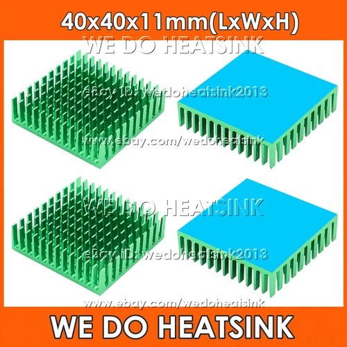 40x40x11mm Green Anodized Heatsink Radiator Cooler With Adhesive Tape Applied
