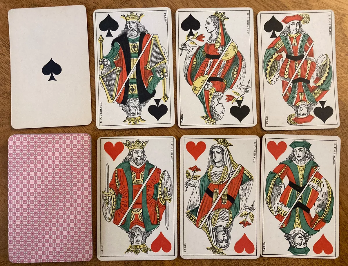 Antique Playing Cards by B. P. Grimaud, Paris c1890 complete 32/32