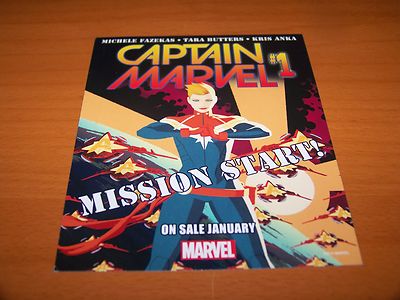 MARVEL COMICS CAPTAIN MARVEL #1 2015 MARVEL MISSION START 4.5'' X 5.5'' PROMO CARD