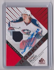 16-17 2016-17 SP Game Used Red #150 Sonny Milano Jersey AUTO Rookie Columbus 