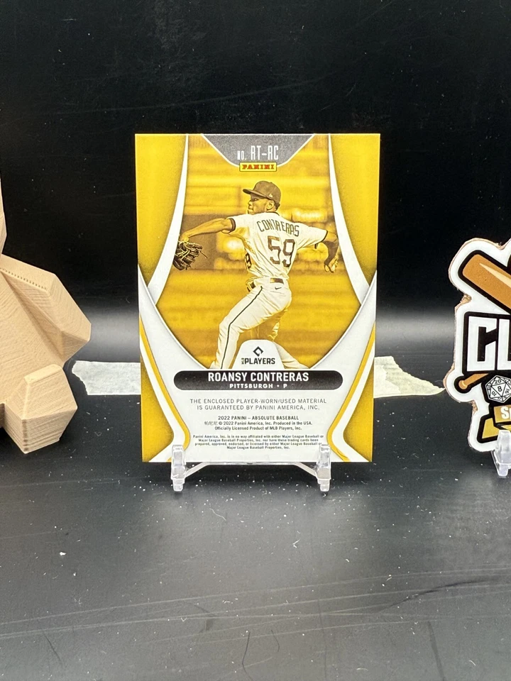 Roansy Contreras 2022 Absolute Green Rookie Threads Patch Pirates (CBR) - Image 2 of 2