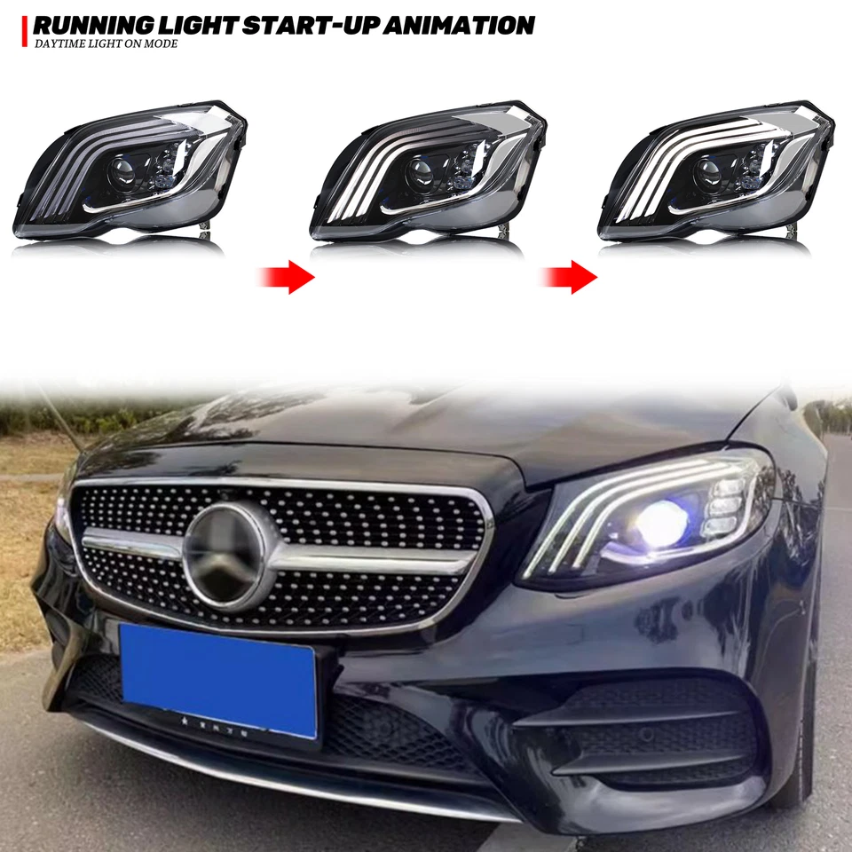 Faros LED para Mercedes Benz GLK350 GLK250 2013-2015 lámparas azules secuenciales Foto 3 de 4