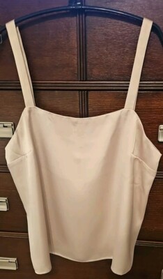 EXPRESS PULLOVER TANK TOP WOMEN SZ M CHAMPAGNE SATIN WIDE STRAPS -NWT! $19.99