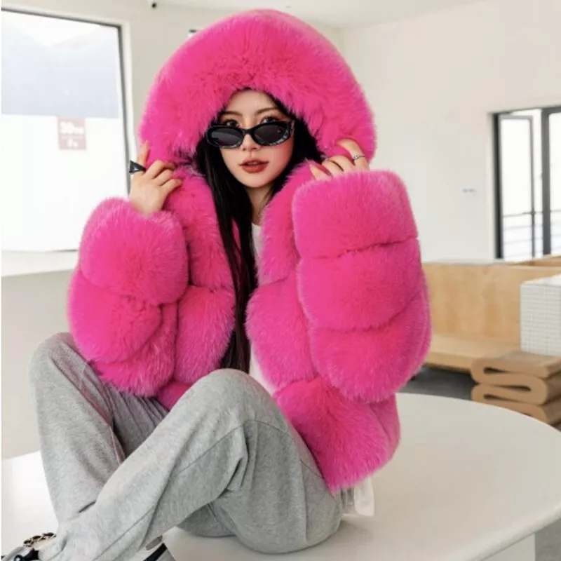 Fluffy jacket hood sale
