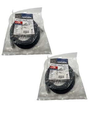 (QTY 2) ComCables CAT5e Patch Cable,14' Black Gigabit PVC 100MHz N-10111-14-BK-C