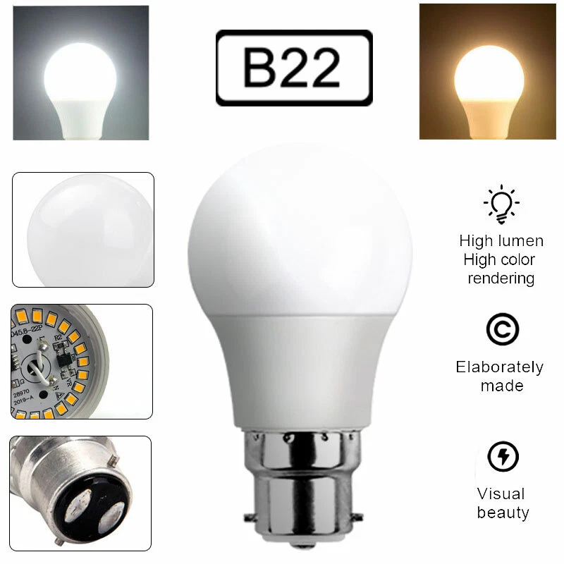 B22 Lamp Globe Led Bulb 3500K 6500K Bayonet Screw Cool Warm White
