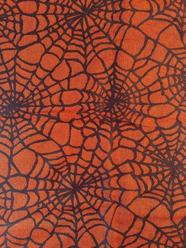 Fabric Halloween Orange Black Spider Web Woven Rayon Blend 1 yard 36” x 45” wide - Picture 6 of 6