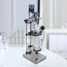 Digital Jacketed Chemical Glass Reactor Double Layers Lab Reaction Vessel 3L