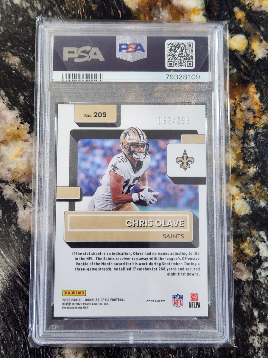2022 Chris Olave RC #209 Donruss Optic Aqua Psa 10 Gem Mint #63