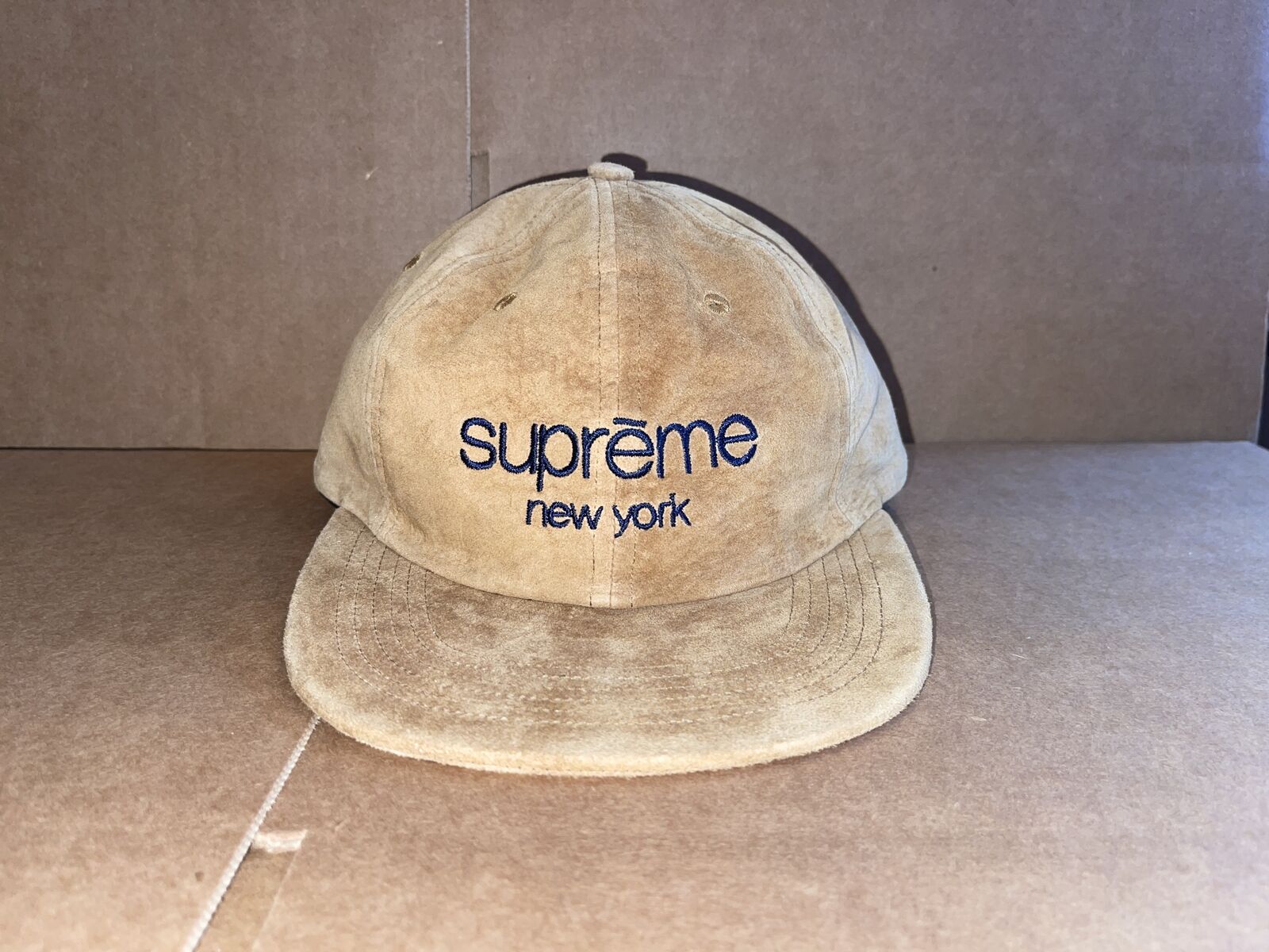Supreme Suede Classic Logo 6-Panel Tan OS S/S 16
